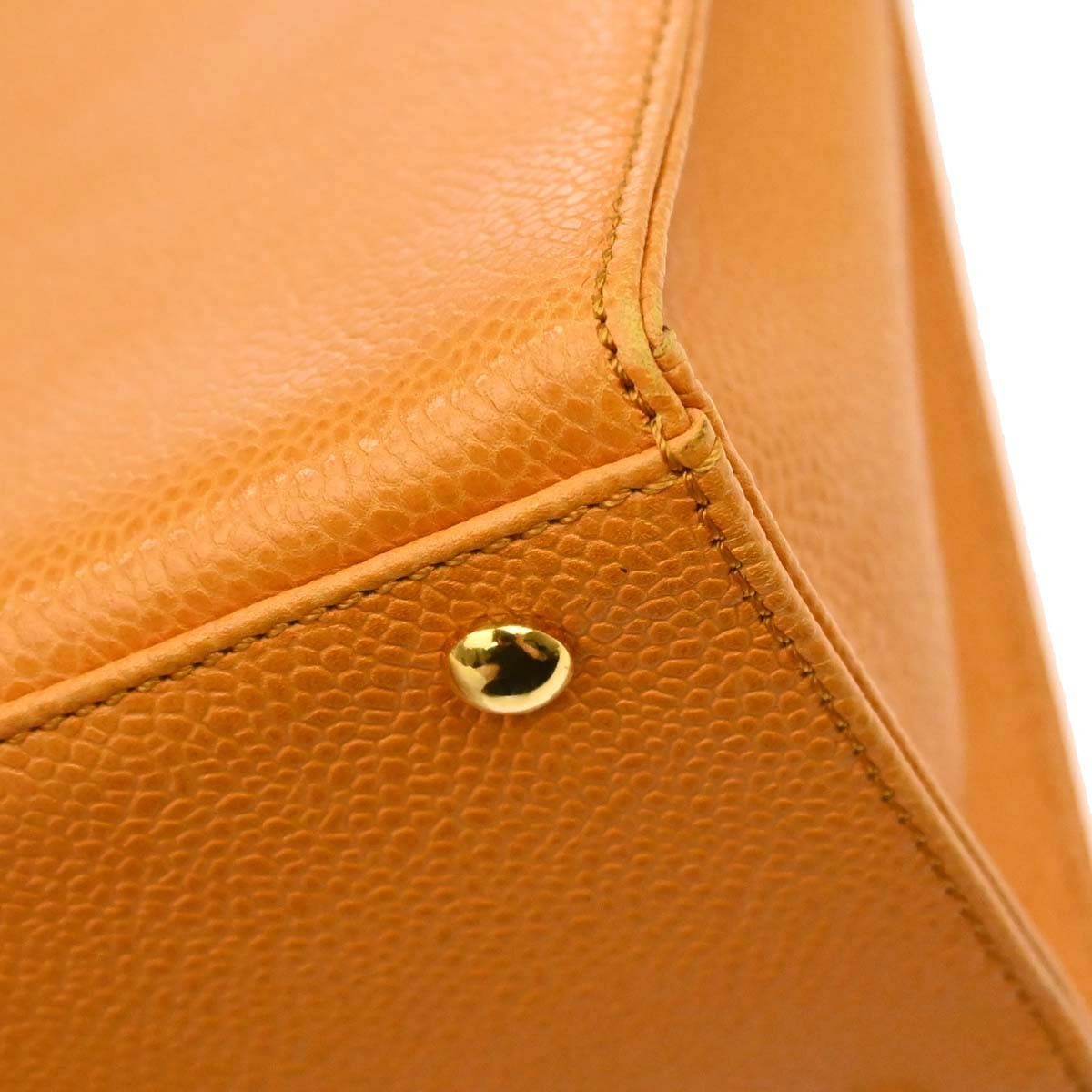 Chanel Vintage Front Pocket Leather Orange Leather Shoulder Bag Bag (Pre-Owned)