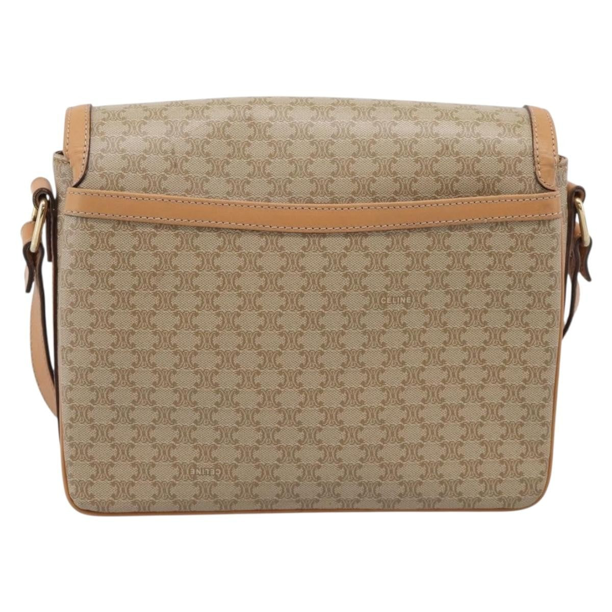 Celine Macadam Shoulder Canvas Beige Canvas Crossbody Bag Bag (Pre-Owned)
