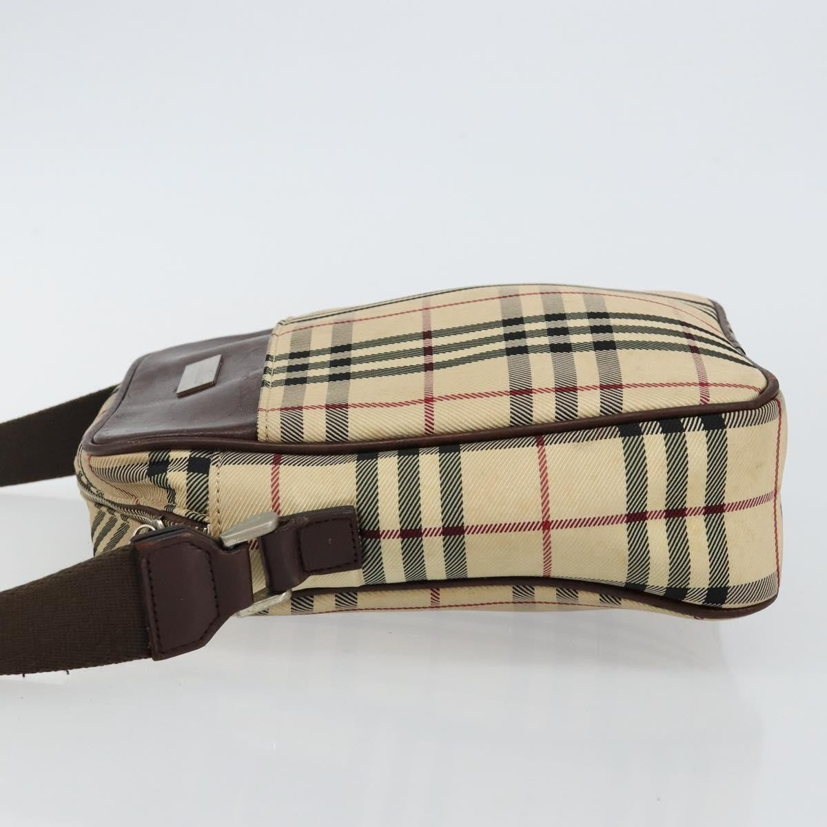 Burberry Zip Messenger Nova Check Canvas And Leather Beige Canvas Shoulder Bag Bag (Pre-Owned)