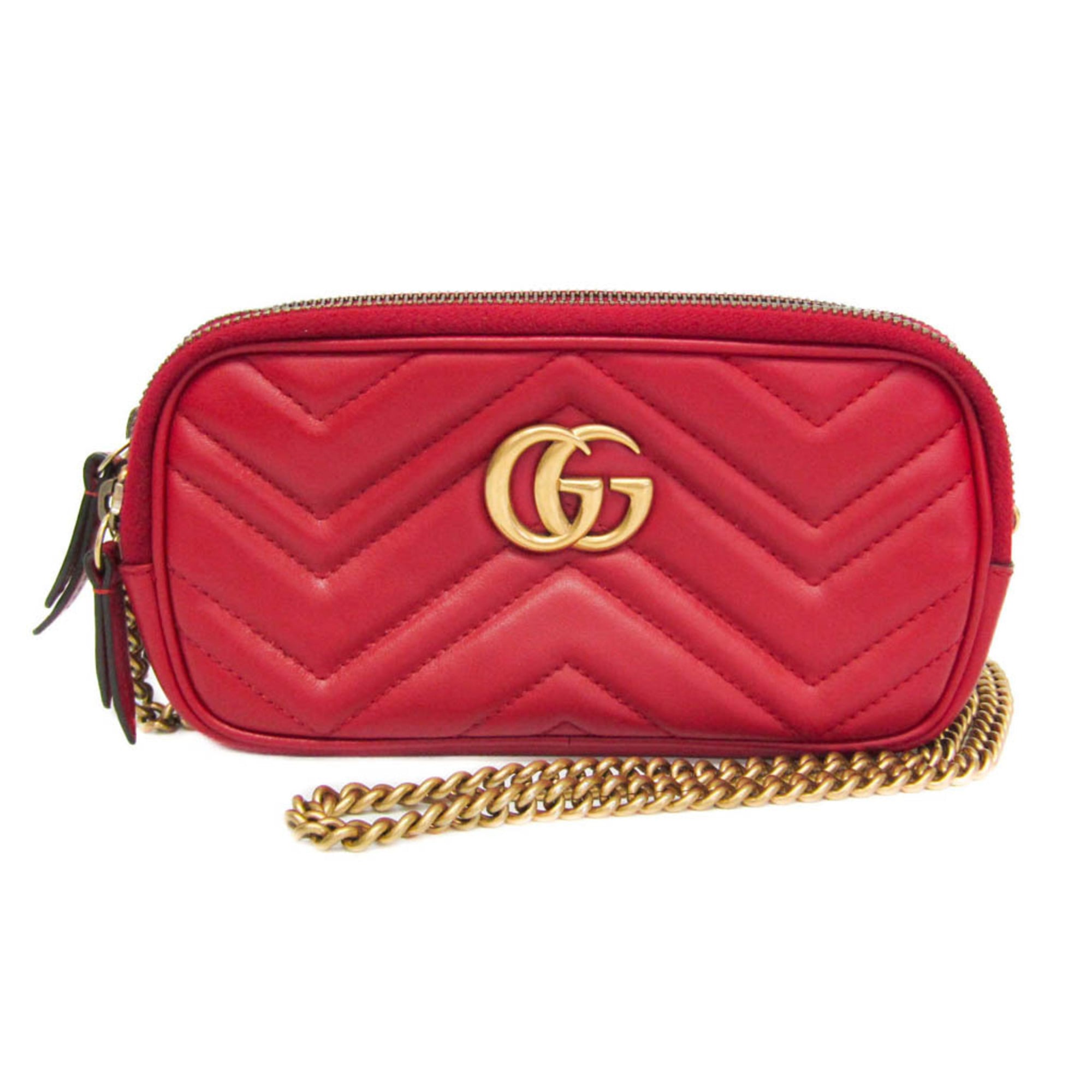 Gucci Gg Marmont Black Leather Red Leather Shoulder Bag Bag (Pre-Owned)