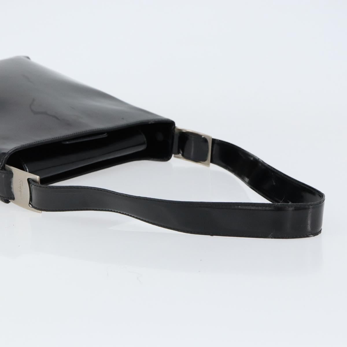 Salvatore Ferragamo Vala Patent Leather Black Patent_Leather Shoulder Bag Bag (Pre-Owned)