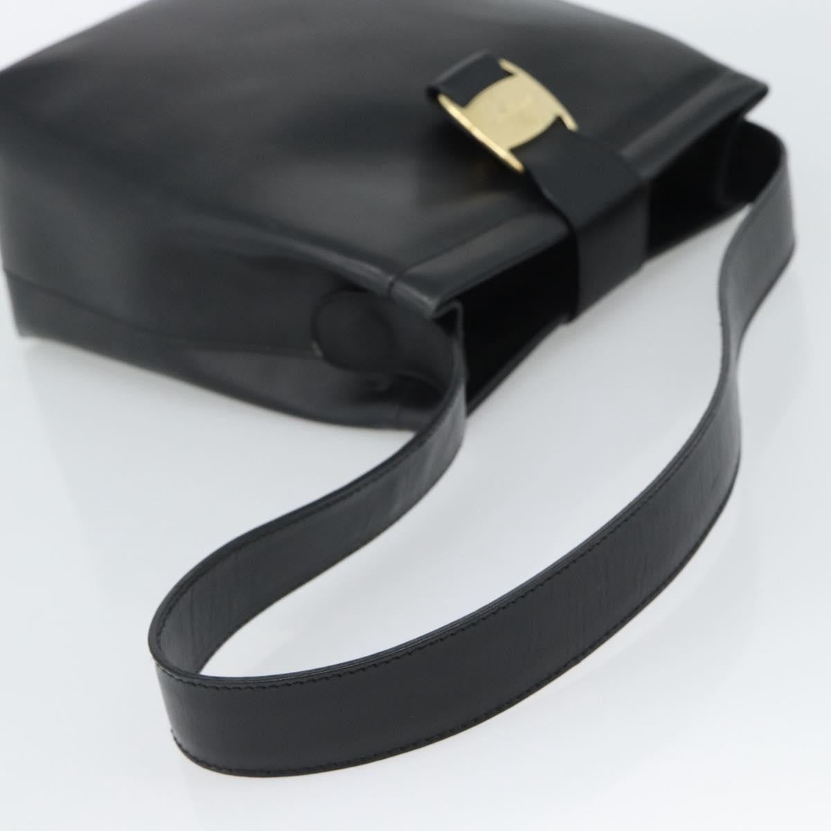 Salvatore Ferragamo Vala Leather Black Leather Shoulder Bag Bag (Pre-Owned)