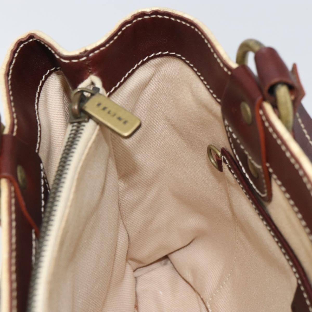Celine Vintage Macadam Canvas And Leather Beige Canvas Handbag (Pre-Owned)