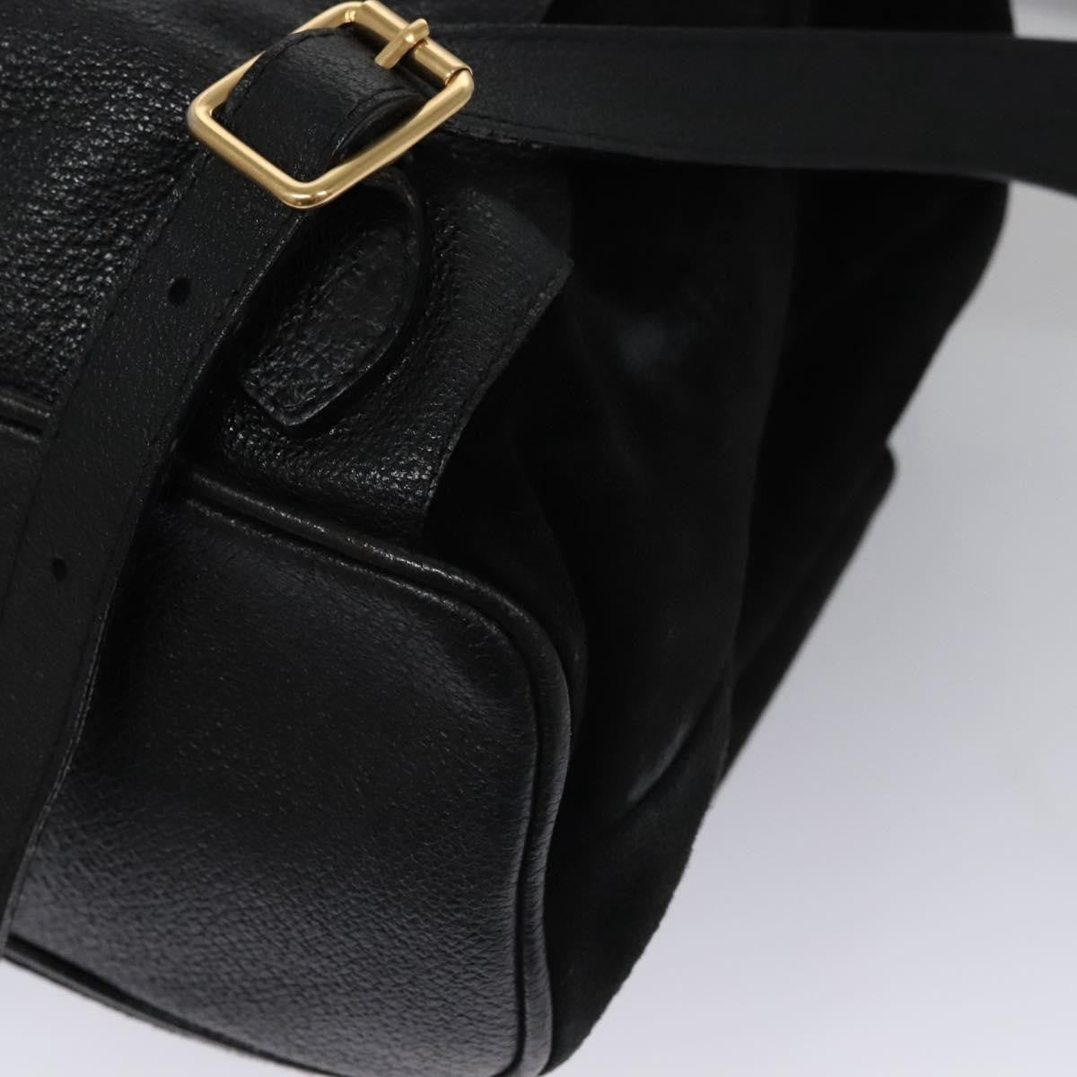Gucci Vintage Bamboo Suede Black Suede Backpack Bag (Pre-Owned)