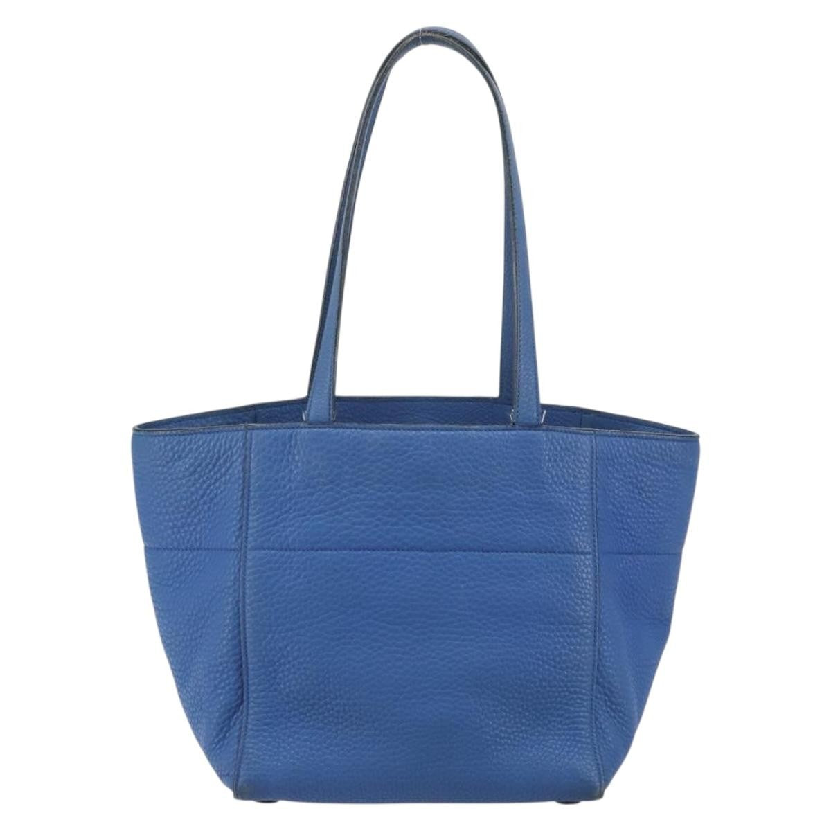 Prada Tote Vitello Daino Vitello Daino Blue Leather Tote Bag Bag (Pre-Owned)