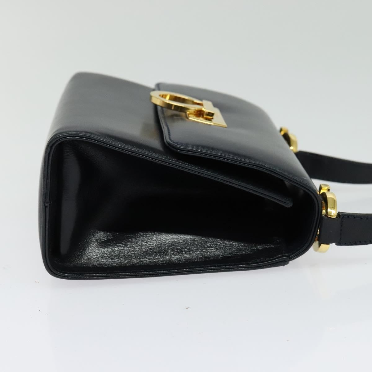 Salvatore Ferragamo Gancini Leather Black Leather Shoulder Bag Bag (Pre-Owned)