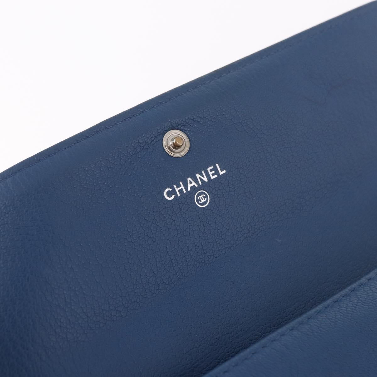 Chanel Lucky Clover Long Flap Wallet Leather Blue Leather Wallets Accessory (Pre-Owned)