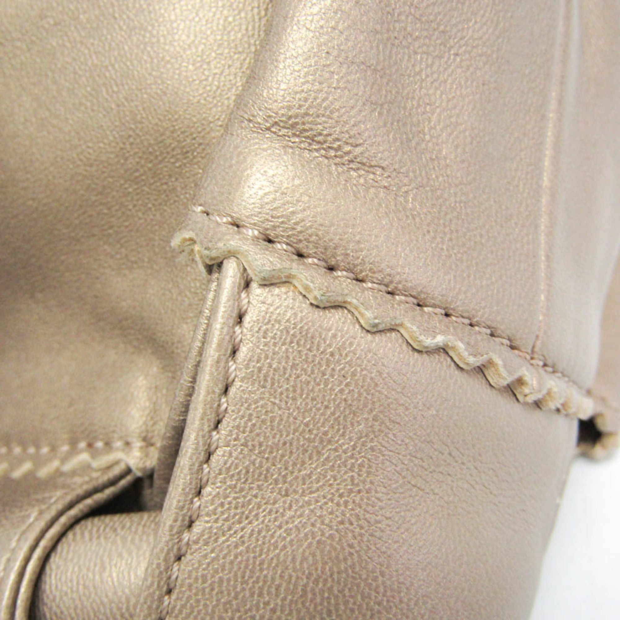 Loewe Anagram Logo Nappa Aire Hand Leather Gold Leather Handbag (Pre-Owned)