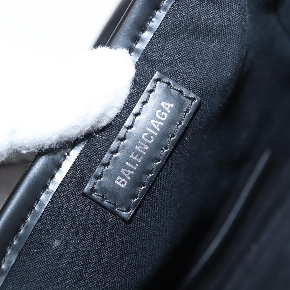 Balenciaga Navy Cabas Canvas With Leather Black Canvas Tote Bag Bag (Pre-Owned)
