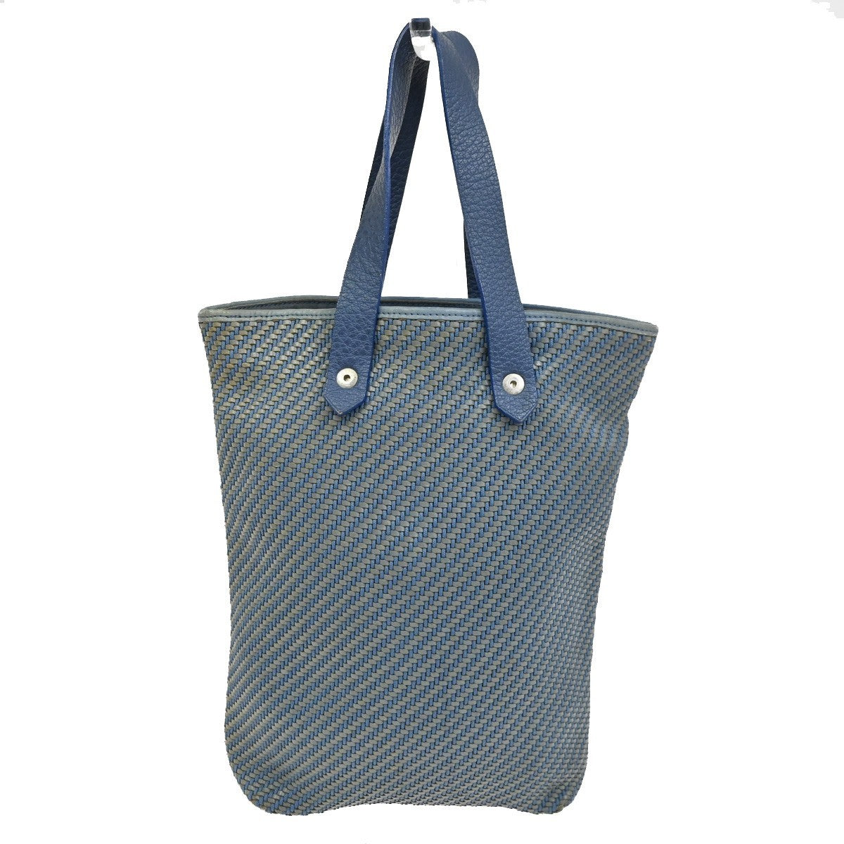 Hermes Ahmedabad Woven Leather And Canvas Blue Polyester Tote Bag Bag (Pre-Owned)