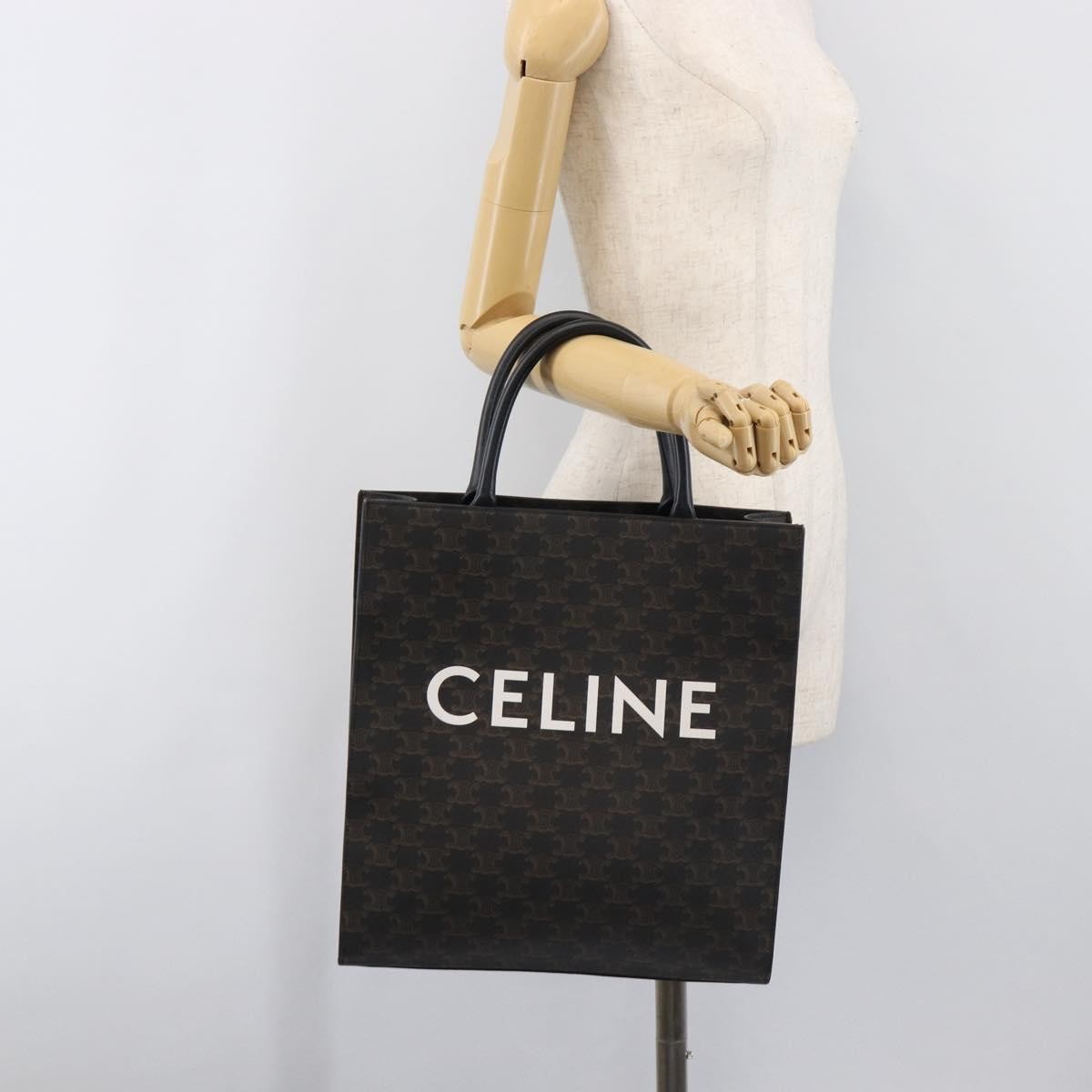Celine Vertical Cabas Triomphe Coated Canvas Brown Canvas Tote Bag Bag (Pre-Owned)