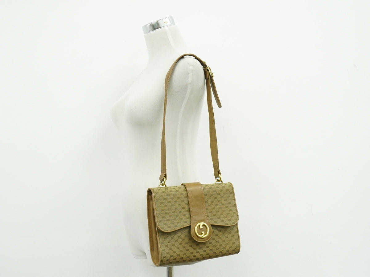 Gucci Shoulder Canvas Beige Canvas Shoulder Bag Bag (Pre-Owned)
