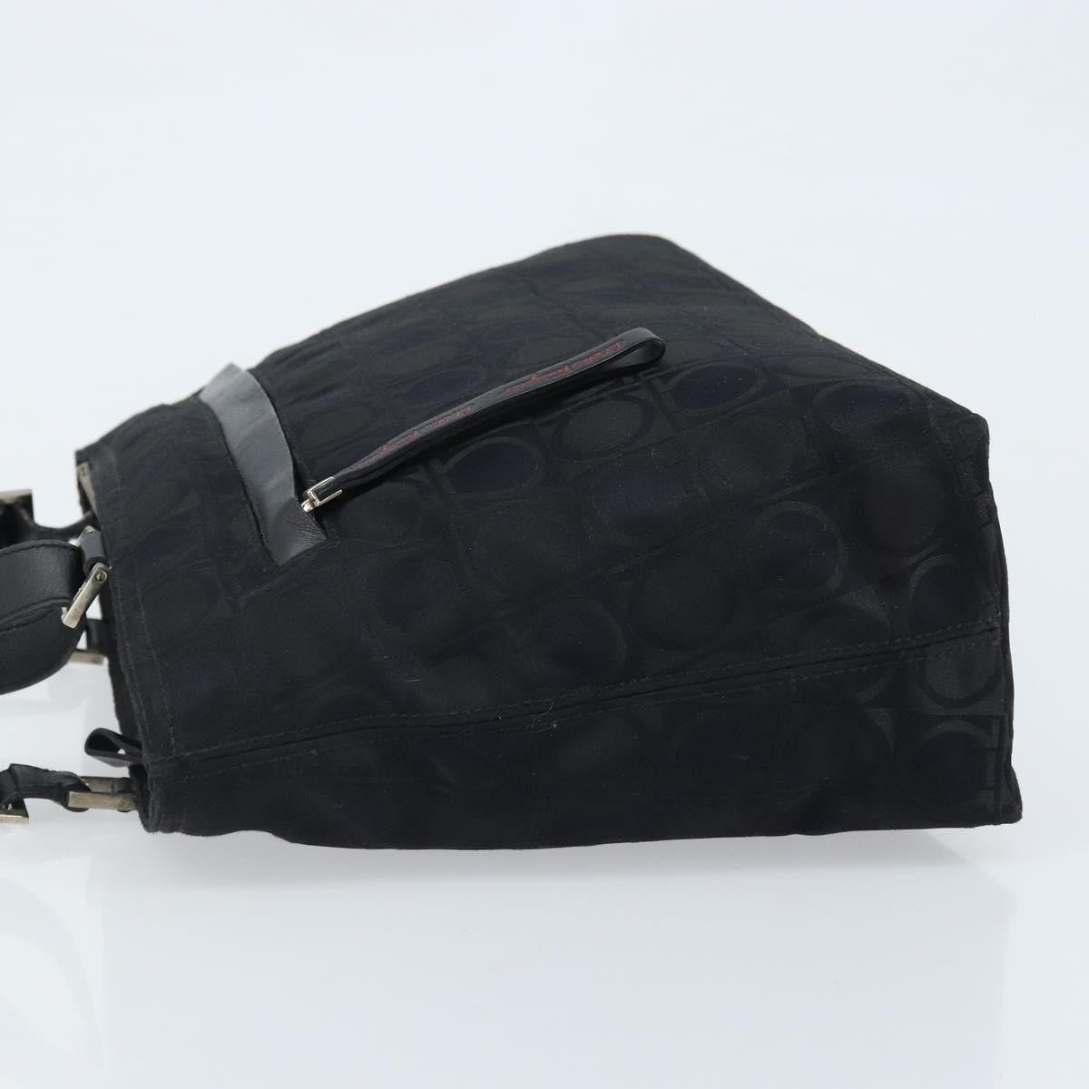 Salvatore Ferragamo Gancini Tote Gancini Canvas Black Nylon Tote Bag Bag (Pre-Owned)