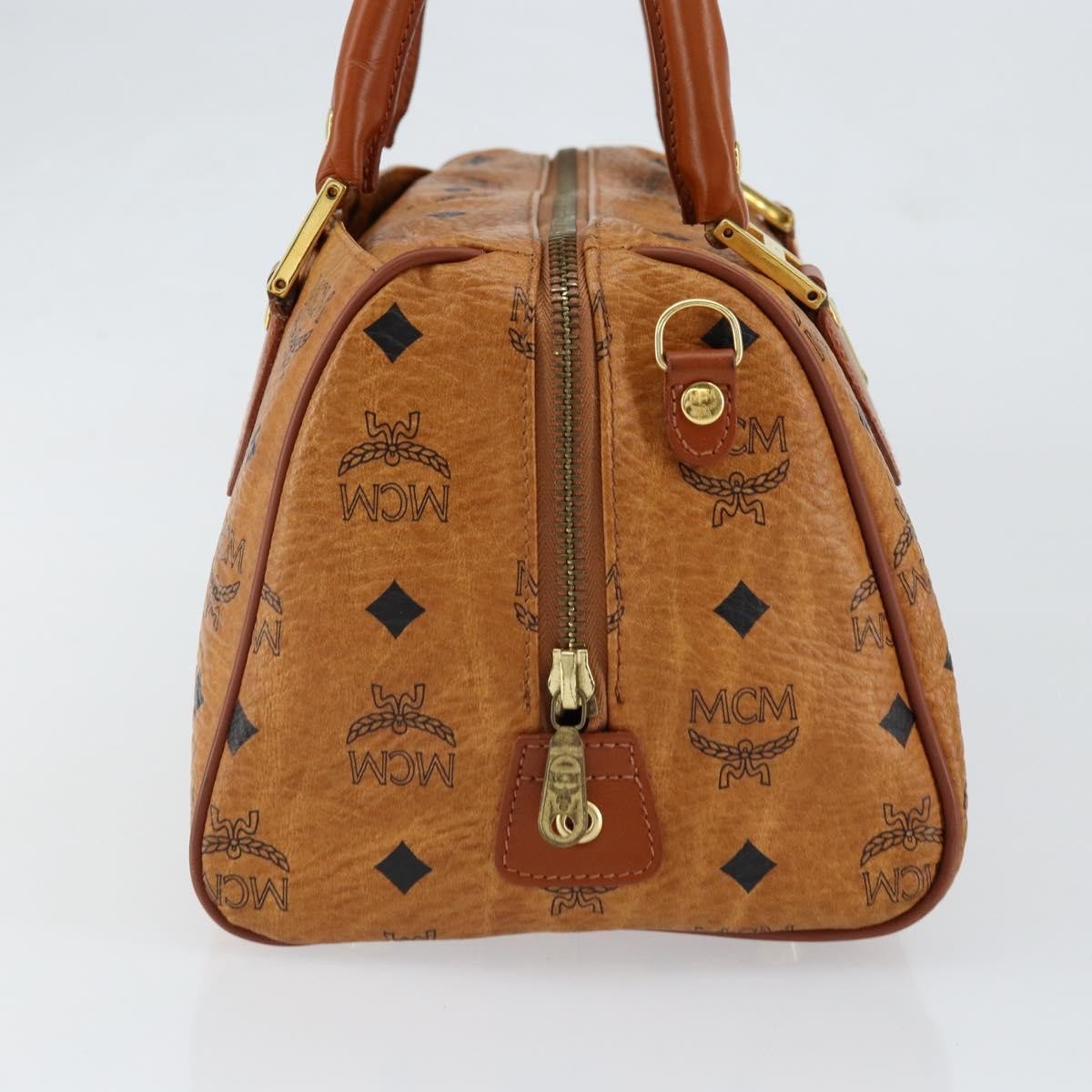MCM Visetos Logogramme Canvas And Leather Brown Leather Handbag (Pre-Owned)