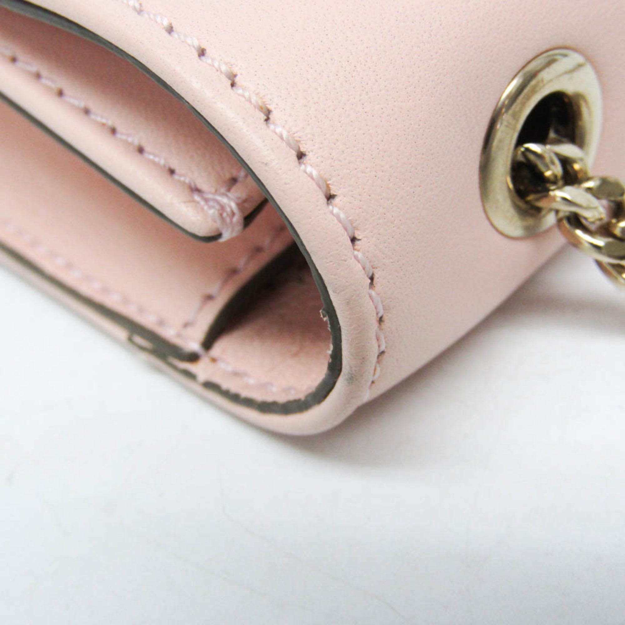 Chloe Bow Detail Wallet On Chain Leather Pink Leather Clutche & Pouche Bag (Pre-Owned)