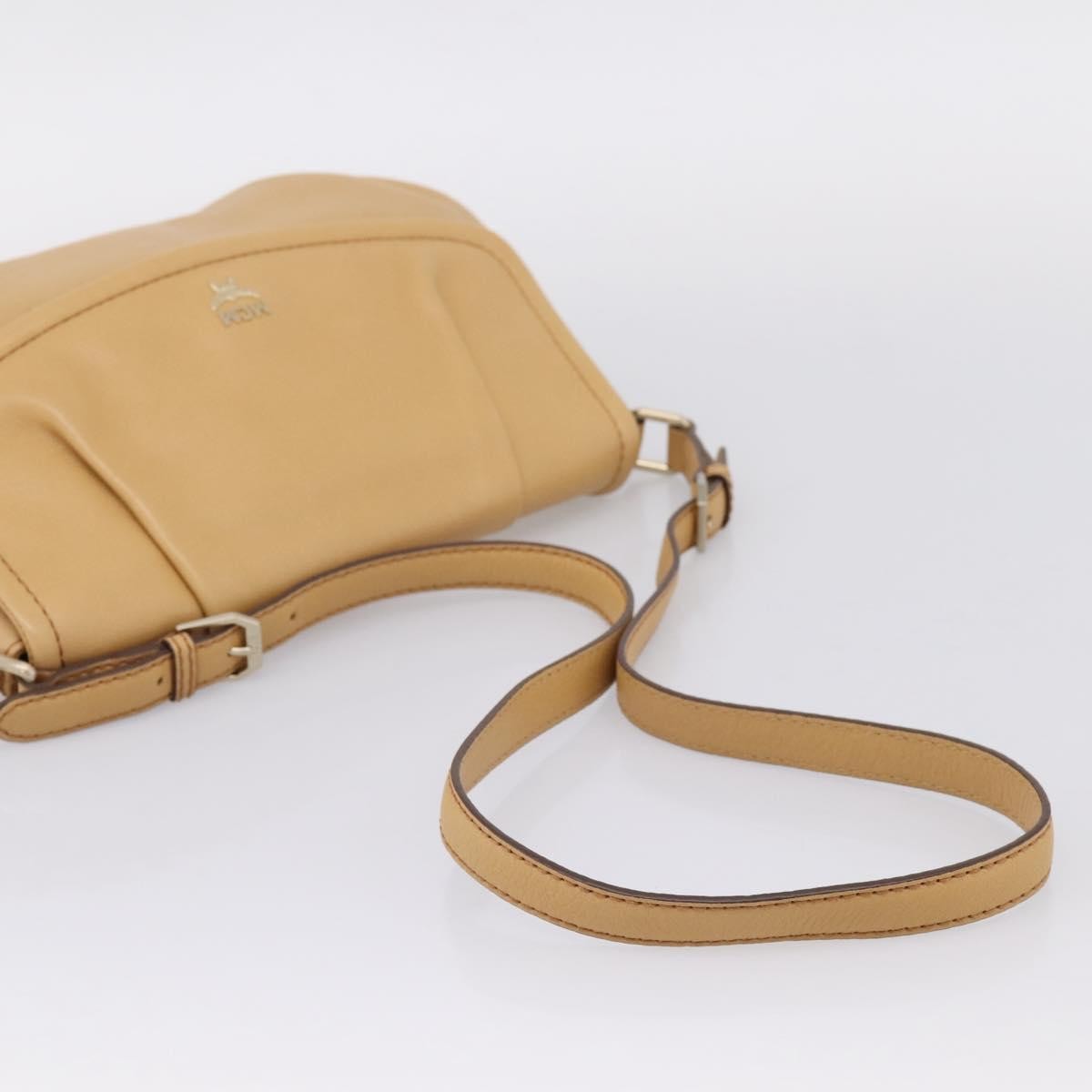 MCM Visetos Leather Beige Leather Shoulder Bag Bag (Pre-Owned)