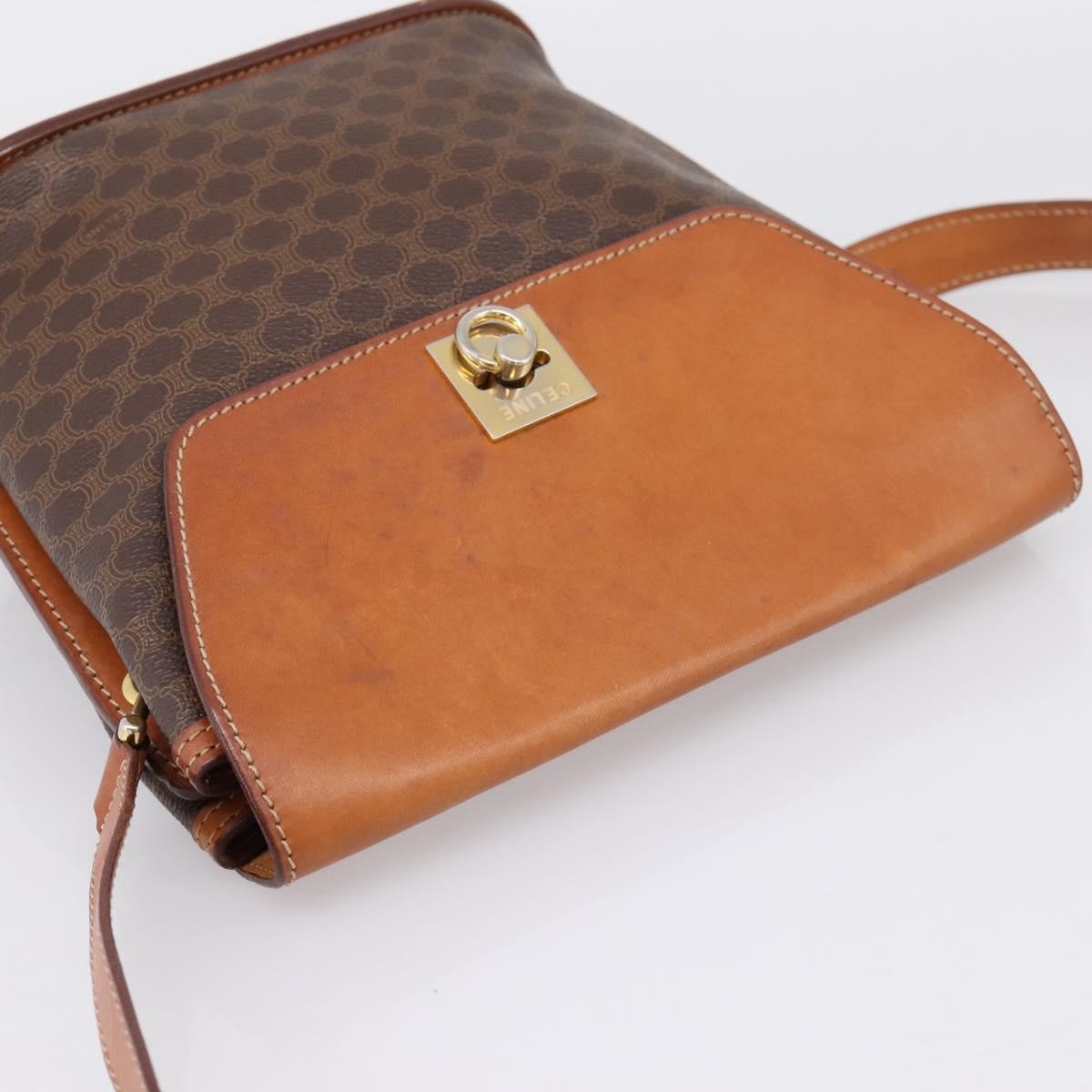 Celine Macadam Leather Brown Canvas Shoulder Bag Bag (Pre-Owned)