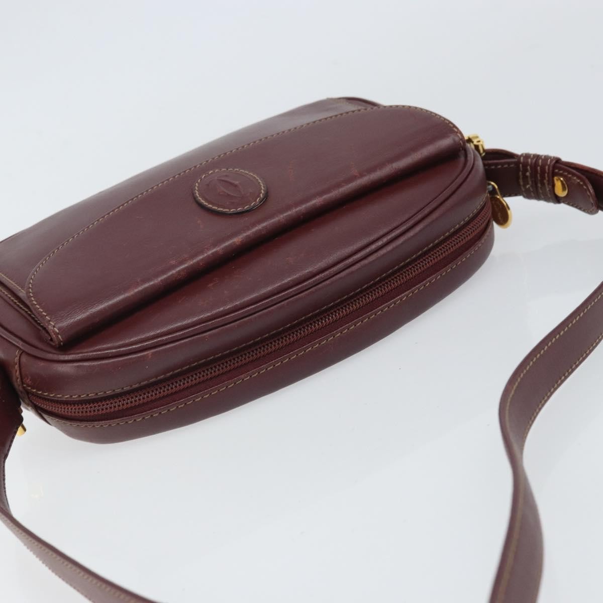 Cartier Must De Cartier Leather Burgundy Leather Shoulder Bag Bag (Pre-Owned)