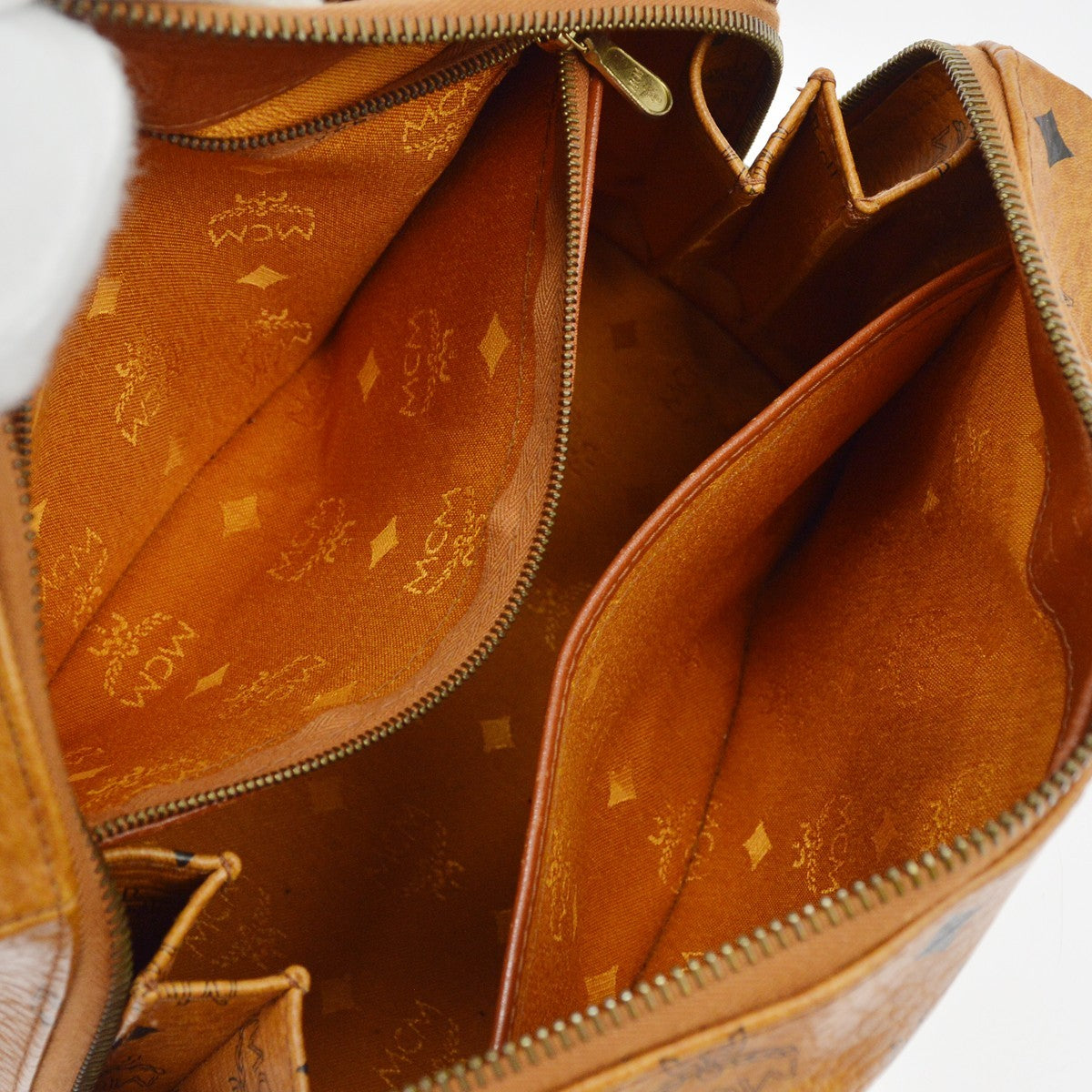 MCM Visetos Logogramme Leather Brown Leather Handbag (Pre-Owned)