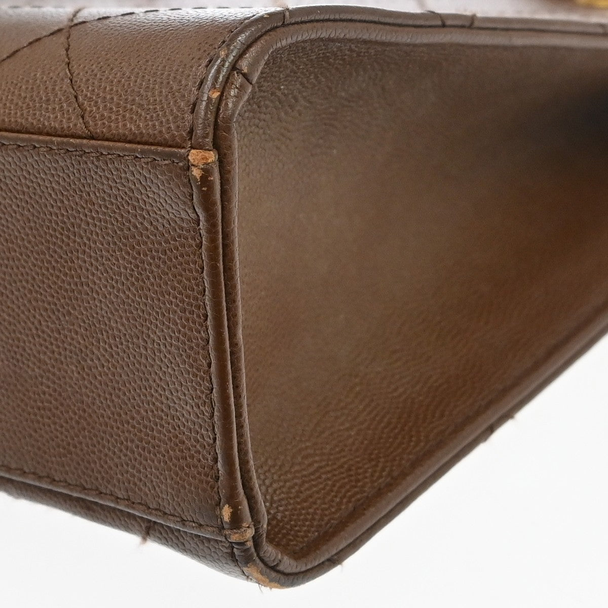 Chanel Vintage Front Pocket Quilted Lambskin Brown Leather Shoulder Bag Bag (Pre-Owned)