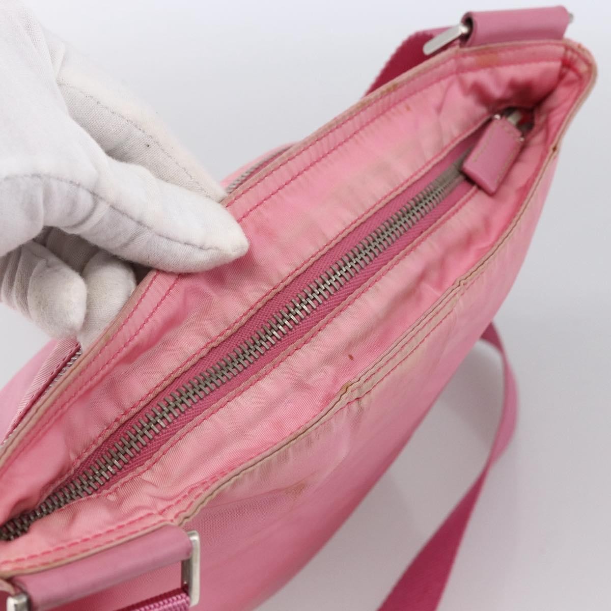Prada Front Pocket Messenger Tessuto Pink Nylon Shoulder Bag Bag (Pre-Owned)