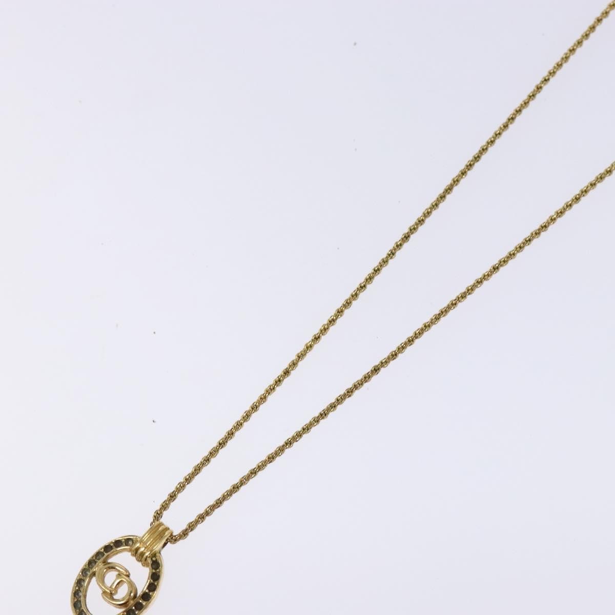 Christian Dior Cd Round Pendant Metal And Crystals Gold Metal Jewelry (Pre-Owned)