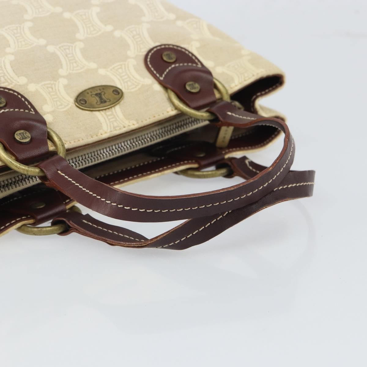 Celine Vintage Macadam Canvas And Leather Beige Canvas Handbag (Pre-Owned)