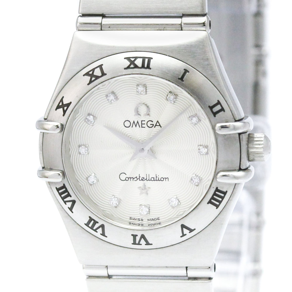 Omega Constellation Quartz Stainless Steel With Diamond Bezel And Markers Watch (Pre-Owned)