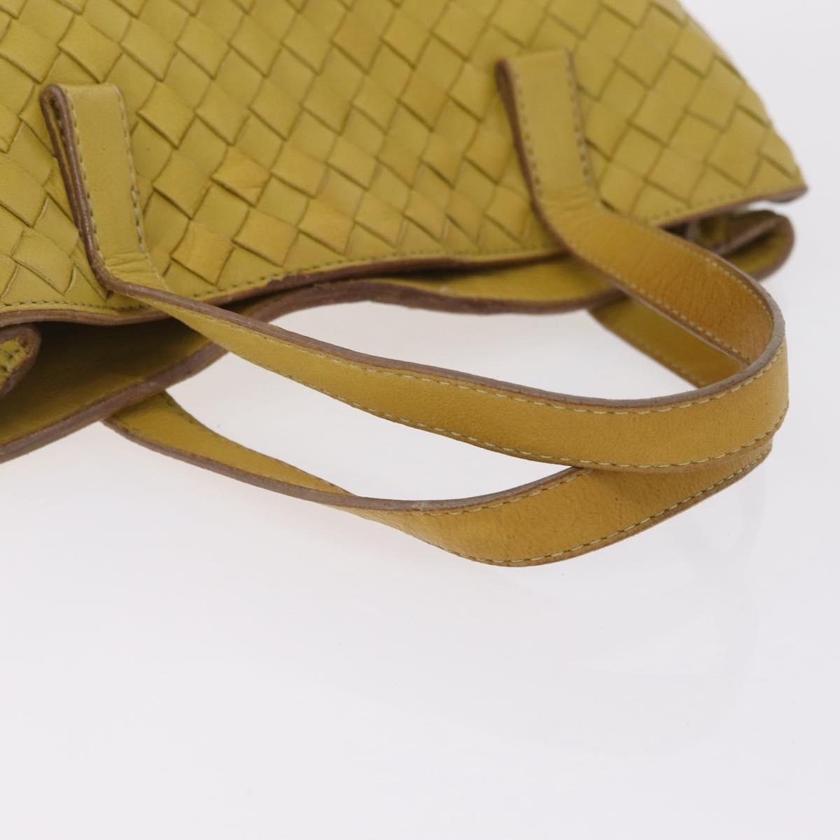 Bottega Veneta Belted Intrecciato Nappa Yellow Leather Tote Bag Bag (Pre-Owned)
