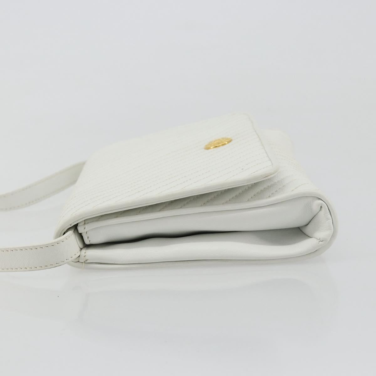 Celine Vintage Flap Quilted Leather White Leather Shoulder Bag Bag (Pre-Owned)