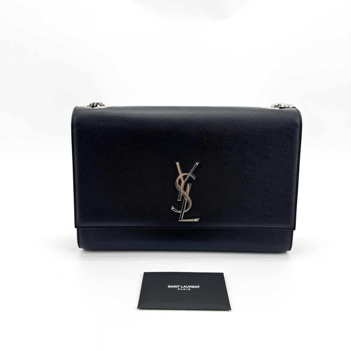 Saint Laurent Classic Monogram Leather Black Leather Crossbody Bag Bag (Pre-Owned)