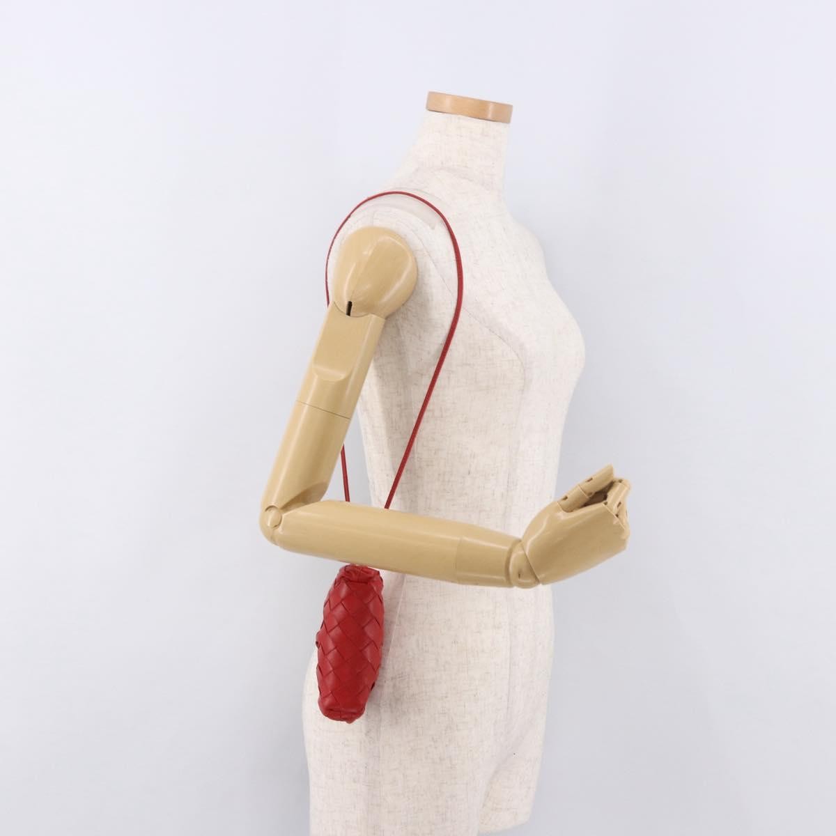 Bottega Veneta The Pouch Coin Purse Intrecciato Nappa Red Leather Clutche & Pouche Bag (Pre-Owned)