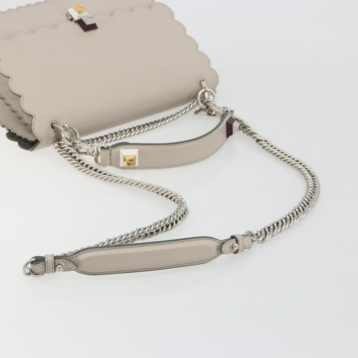 Fendi Kan I Leather Gray Leather Shoulder Bag Bag (Pre-Owned)