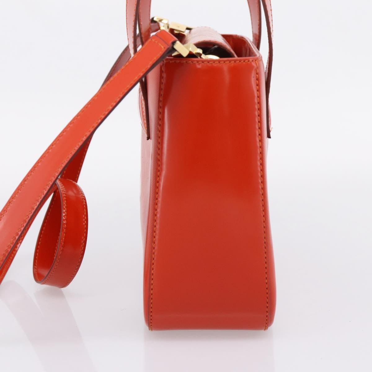 Celine Top Handle Leather Orange Leather Handbag (Pre-Owned)