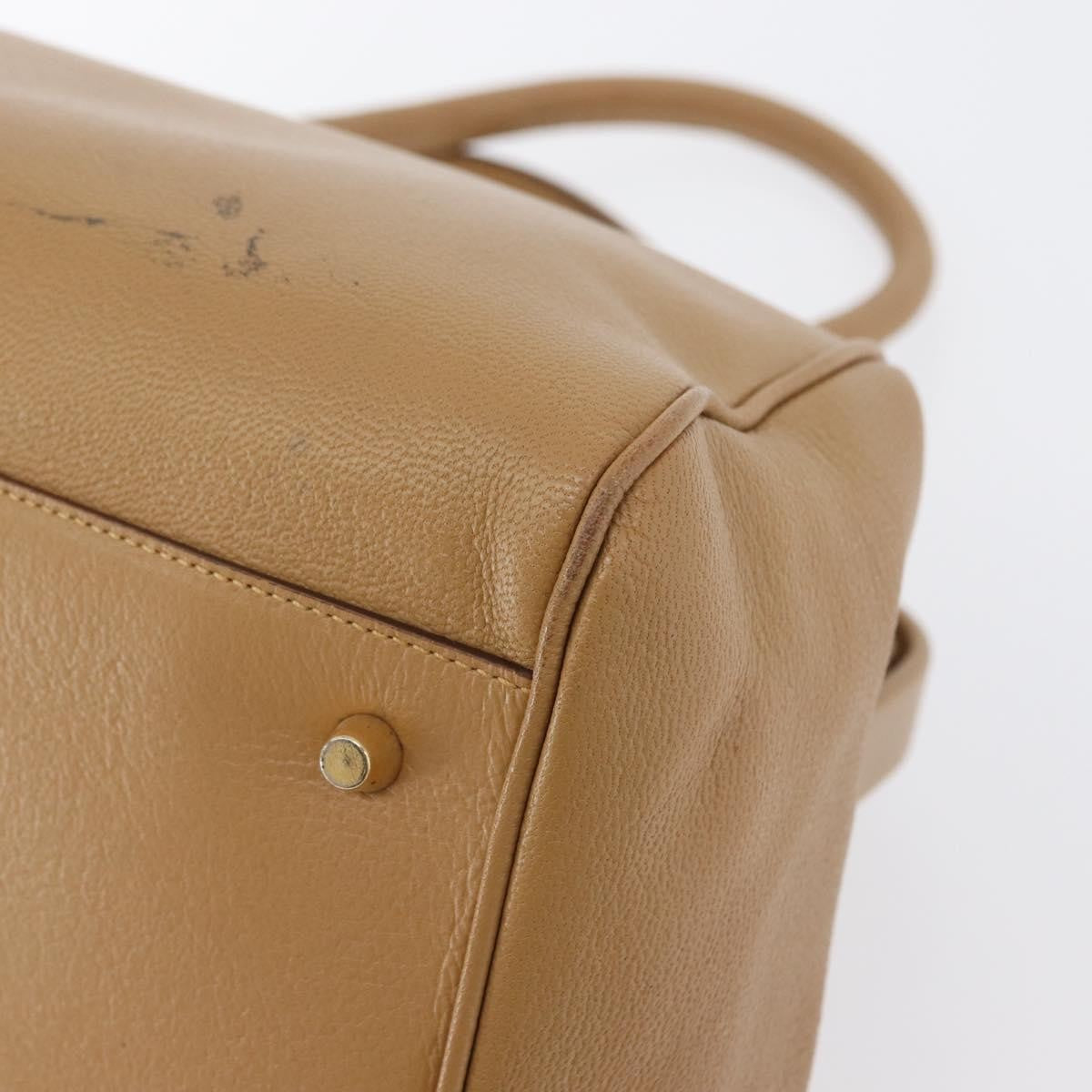 Prada Madras Cerniera Doctor Leather Beige Leather Handbag (Pre-Owned)