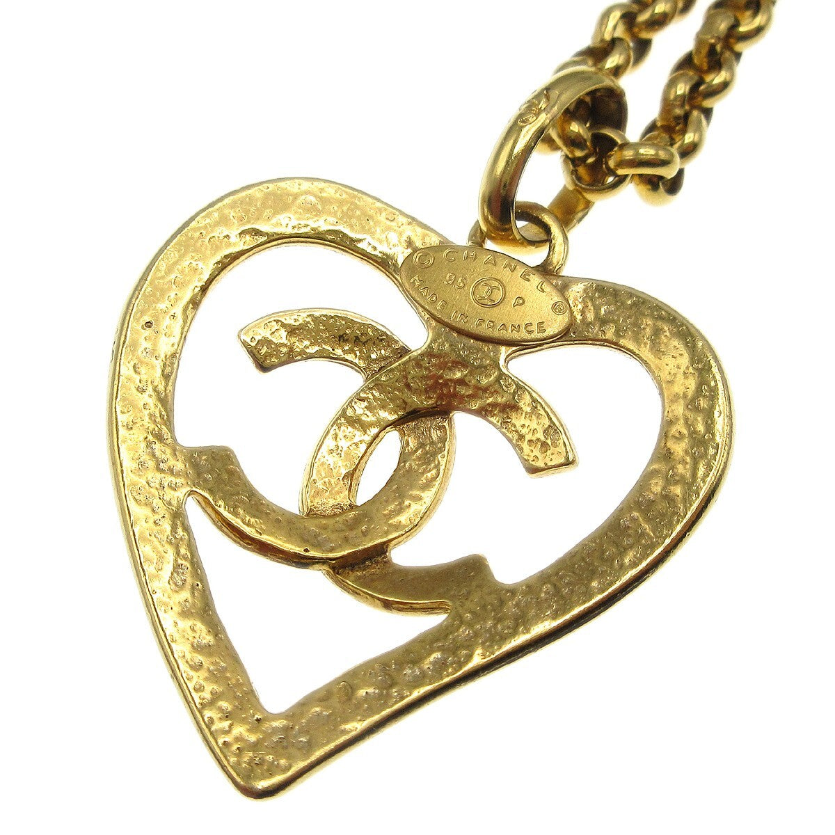 Chanel Cc Heart Pendant Metal Gold Gold_Plated Necklace Jewelry (Pre-Owned)