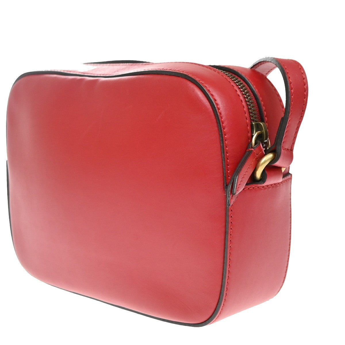 Gucci Bee Web Camera Leather Red Leather Shoulder Bag Bag (Pre-Owned)