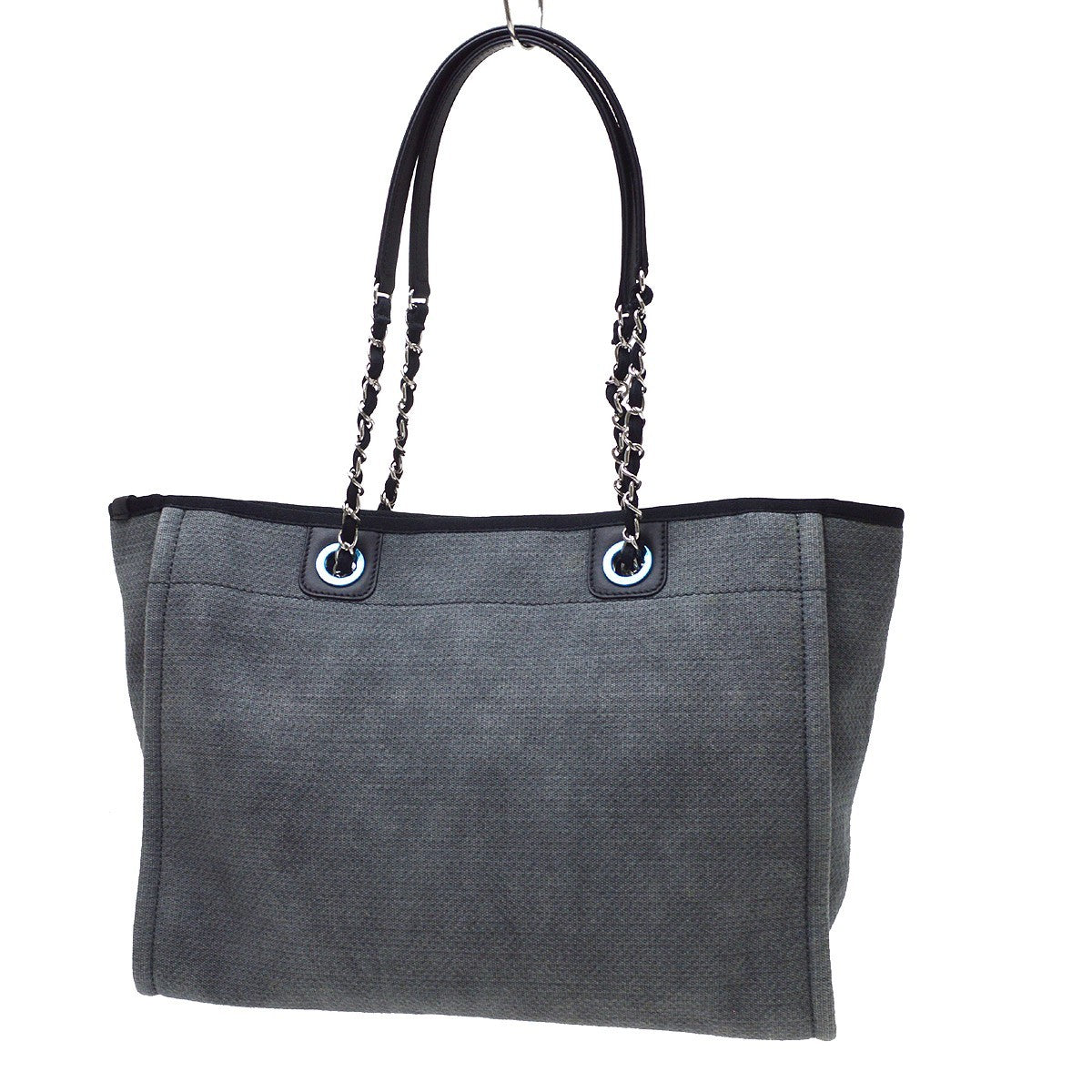 Chanel Deauville Canvas Gray Canvas Tote Bag Bag (Pre-Owned)