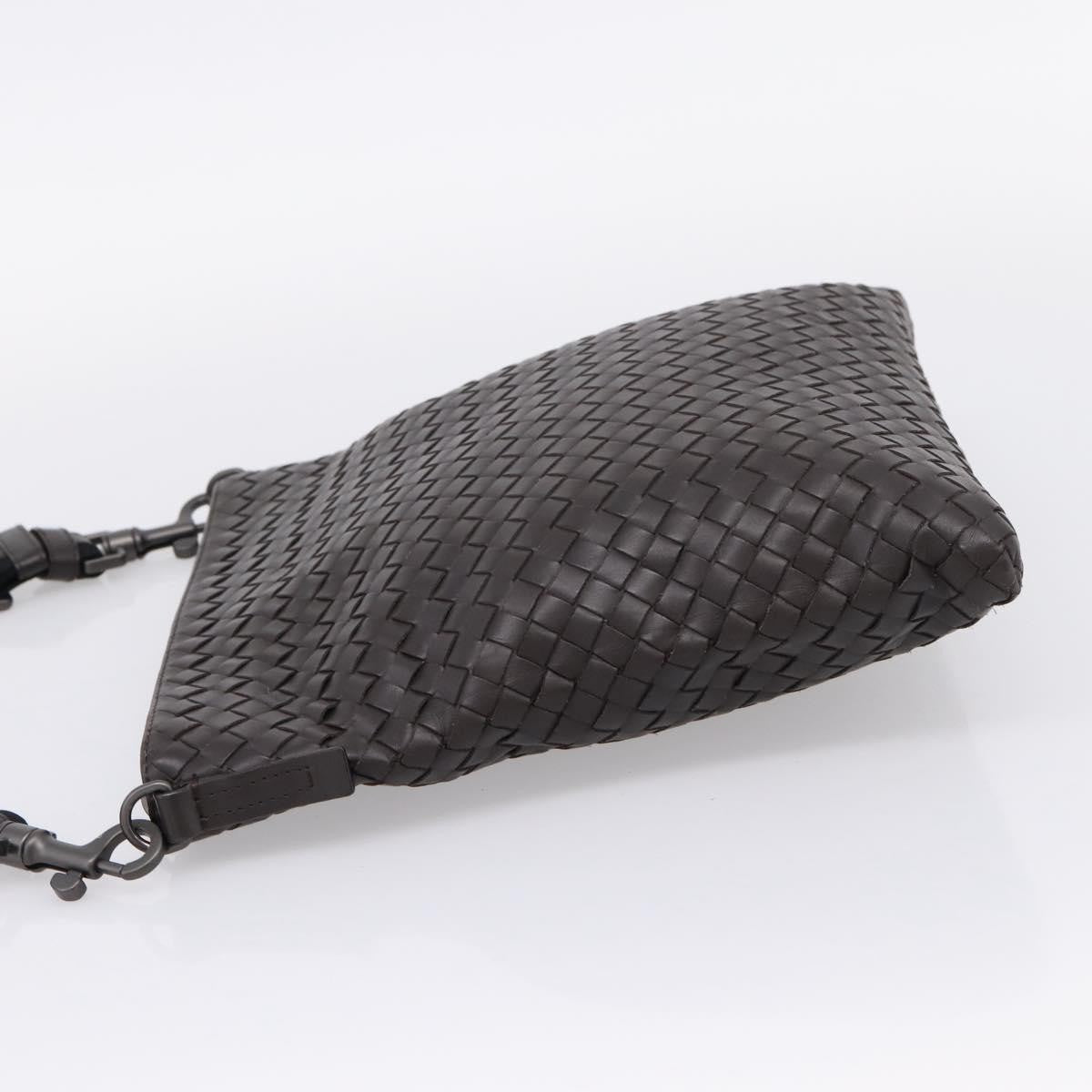 Bottega Veneta Flat Messenger Intrecciato Nappa Brown Leather Handbag (Pre-Owned)