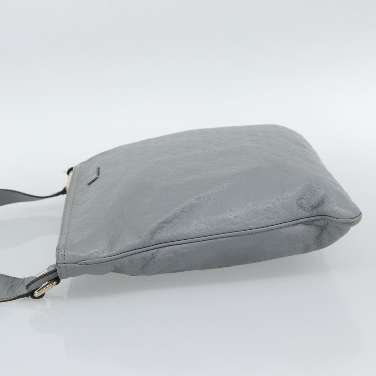Gucci Zip Top Messenger Guccissima Leather Gray Canvas Shoulder Bag Bag (Pre-Owned)