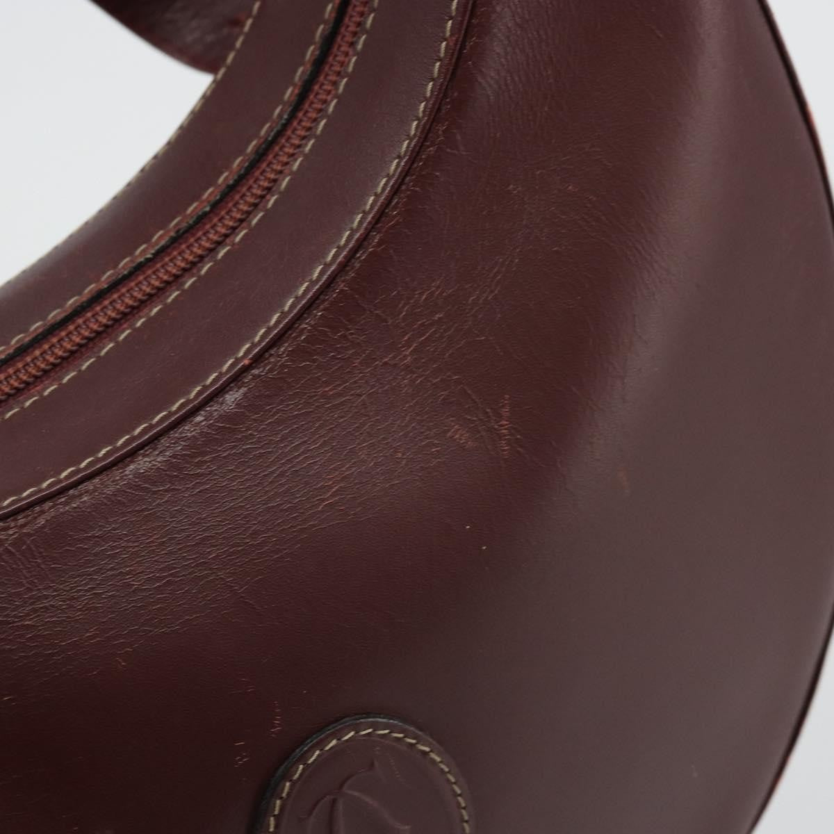 Cartier Vintage Must De Cartier Leather Burgundy Leather Shoulder Bag Bag (Pre-Owned)