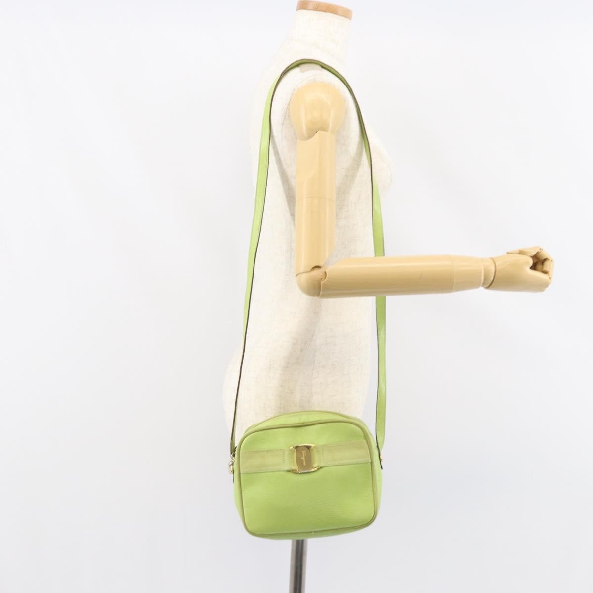 Salvatore Ferragamo Vala Leather Green Leather Shoulder Bag Bag (Pre-Owned)