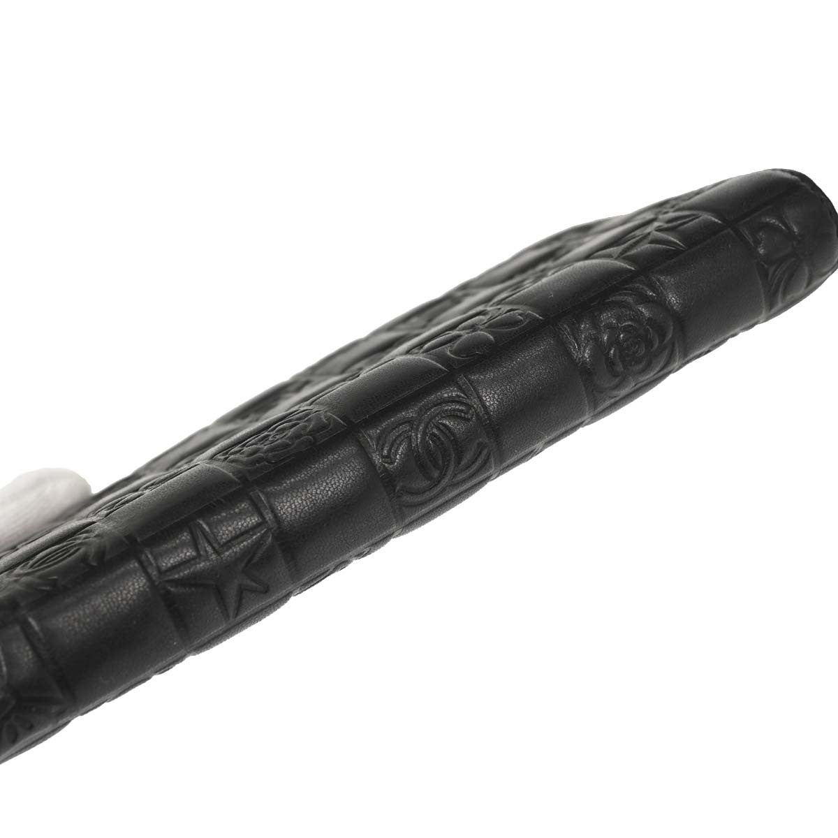 Chanel Lucky Symbols French Embossed Quilted Leather Black Leather Wallets Accessory (Pre-Owned)