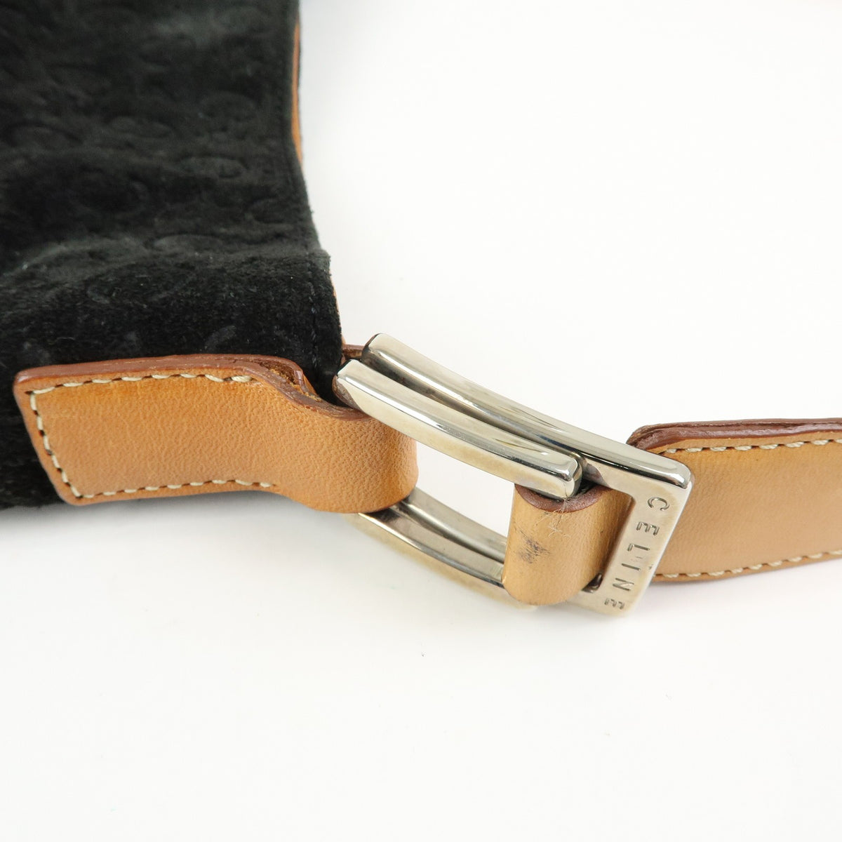 Celine C Macadam Shoulder Suede Black Suede Handbag (Pre-Owned)