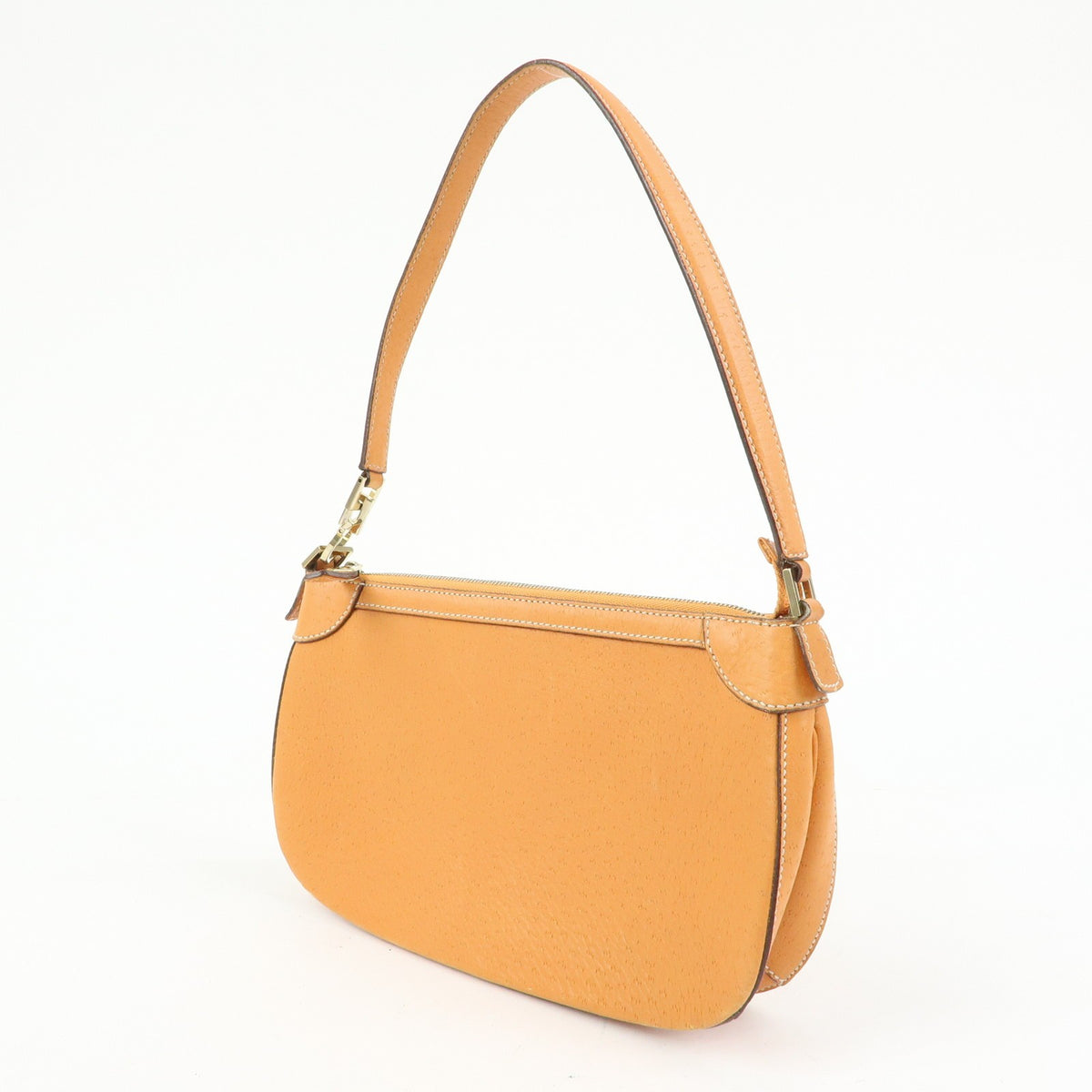 Salvatore Ferragamo Gancini Top Handle Leather Orange Leather Handbag (Pre-Owned)