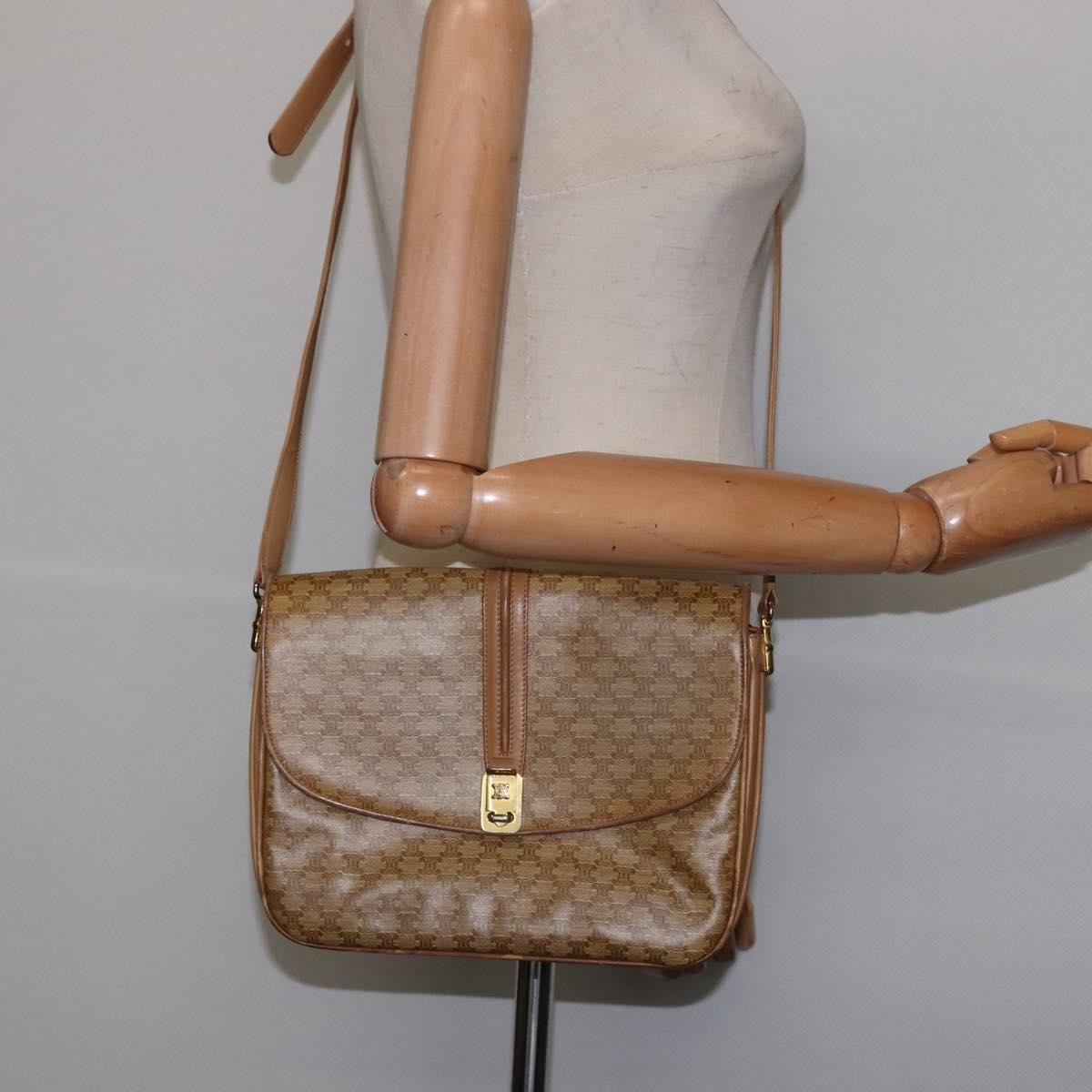Celine Vintage Macadam Canvas And Leather Beige Canvas Shoulder Bag Bag (Pre-Owned)