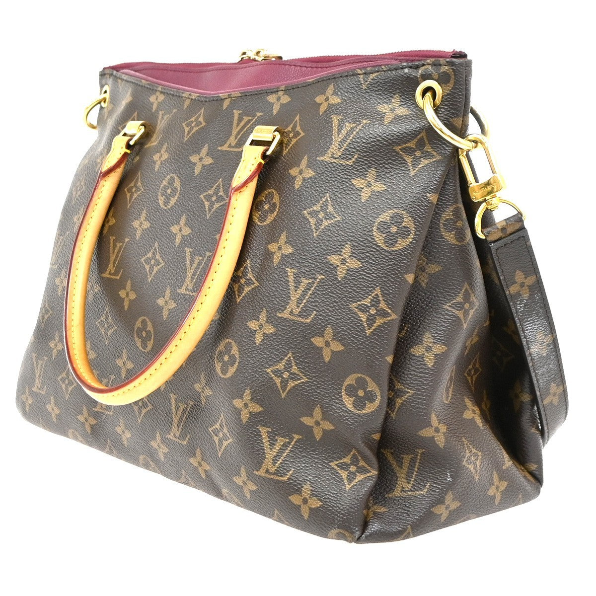 Louis Vuitton Pallas Tote Monogram Canvas With Leather Brown Leather Handbag (Pre-Owned)