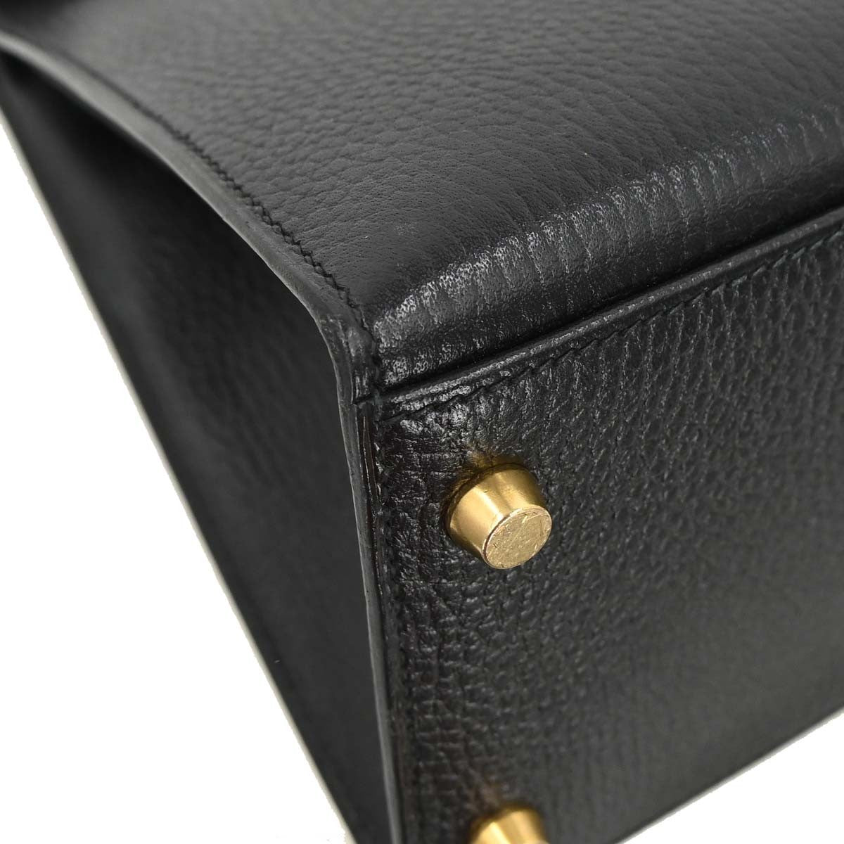 Hermes Kelly Black Ardennes With Gold Hardware Black Leather Handbag (Pre-Owned)