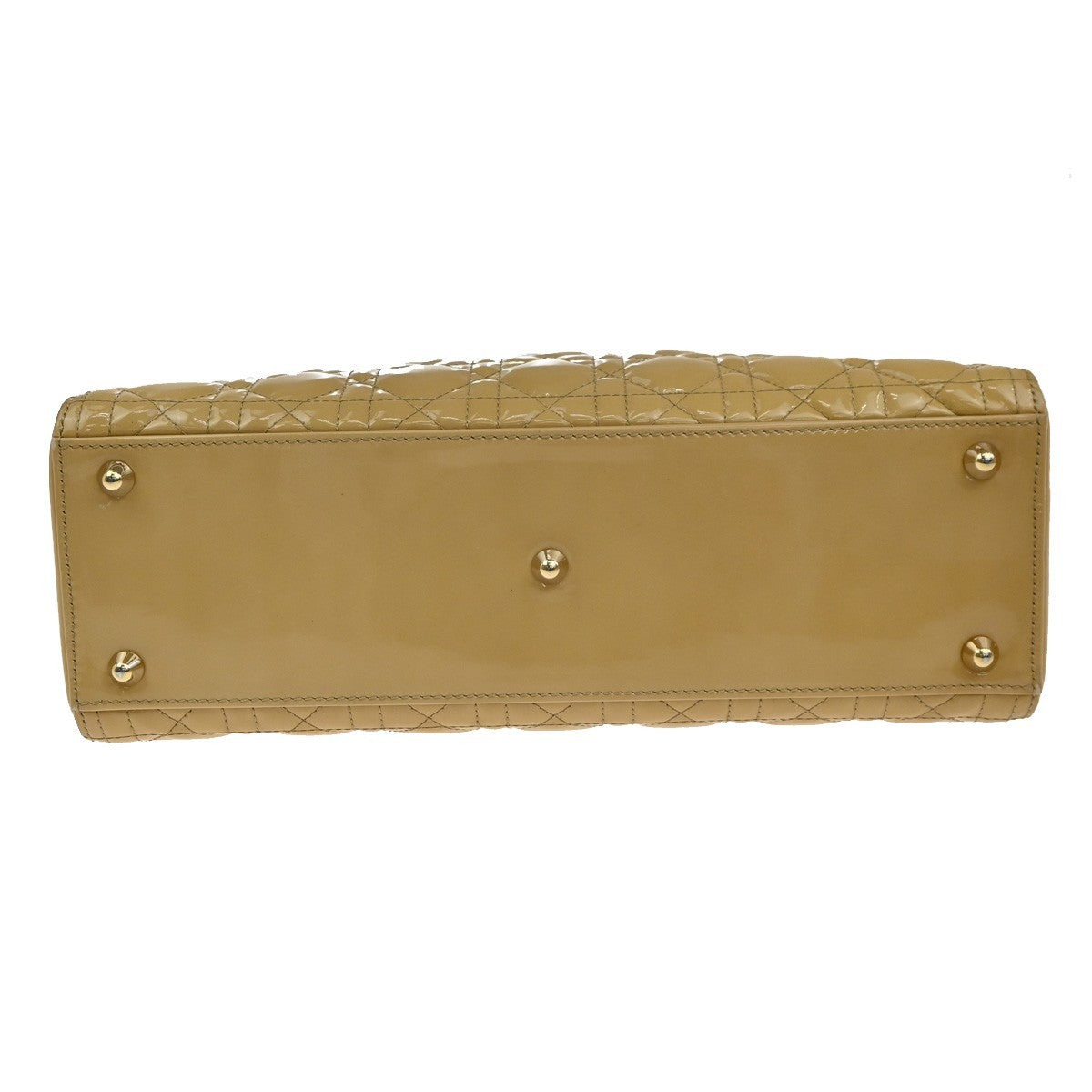 Christian Dior Lady Dior Cannage Quilt Patent Yellow Patent_Leather Handbag (Pre-Owned)