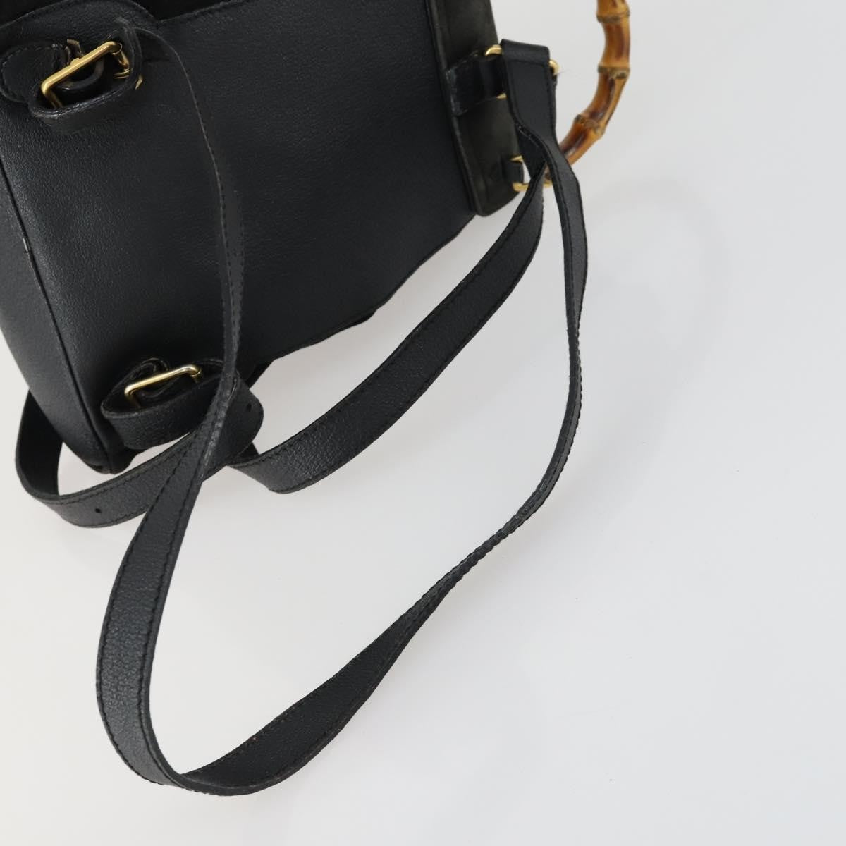 Gucci Vintage Bamboo Suede Black Leather Backpack Bag (Pre-Owned)